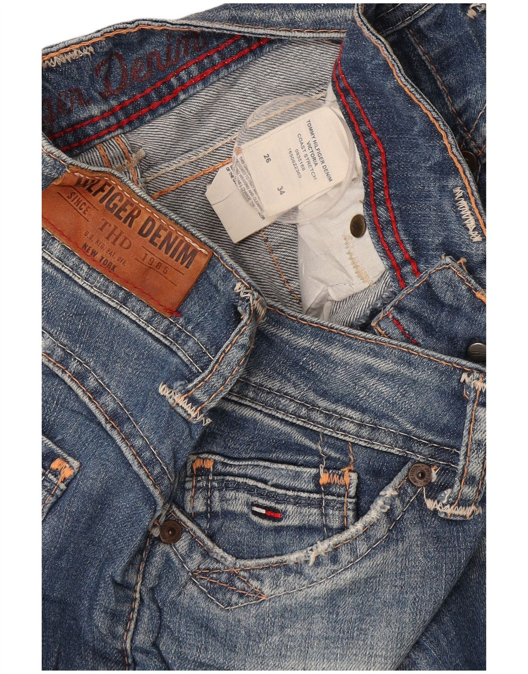 Tommy Hilfiger Damen Straight Jeans W26 L34 Blaue Baumwolle