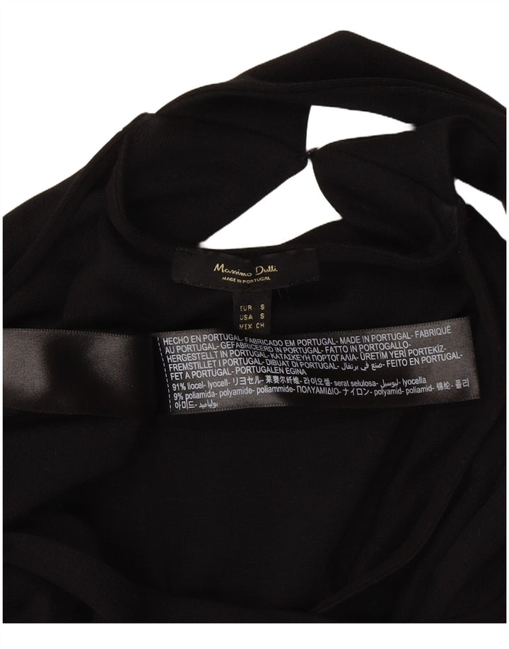 Massimo Dutti Damen Ärmelloses Maxikleid UK 10 Small Schwarz Lyocell