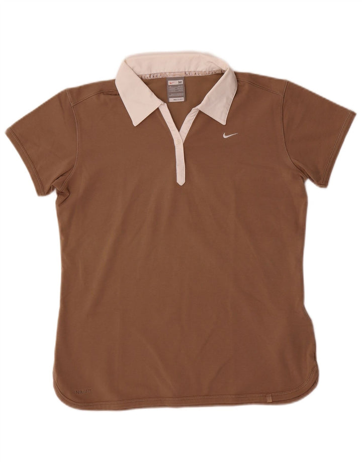 Nike Damen Poloshirt UK 10/12 mittelbraune Baumwolle