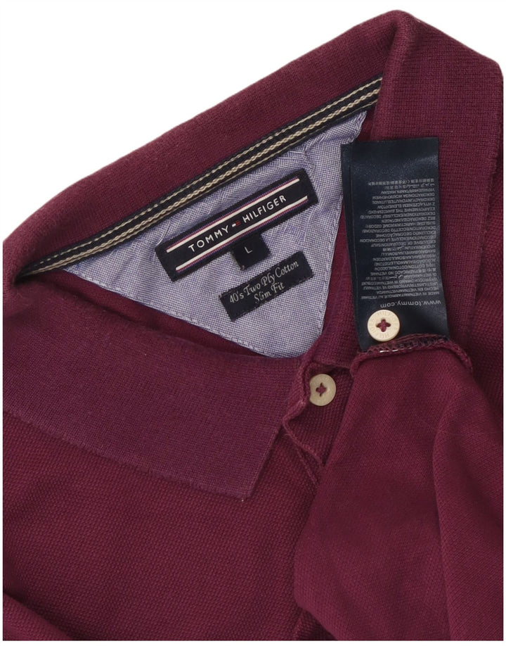 Tommy Hilfiger Herren-Poloshirt mit schmaler Passform, groß, aus violetter Baumwolle