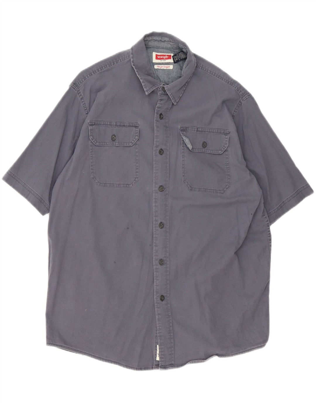 Wrangler Herren-Kurzarmhemd aus Baumwolle in mittlerem Marineblau
