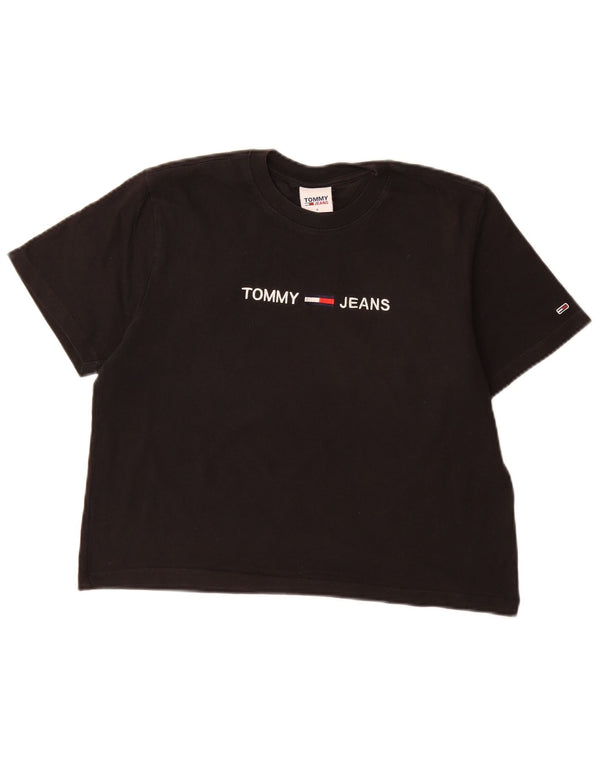 Tommy Hilfiger Damen Grafik-T-Shirt-Oberteil UK 10 Small Schwarz