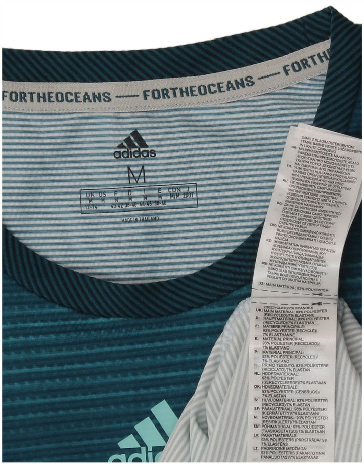 Adidas Damen Weste Top UK 12/14 Mittelblau gestreift Polyester