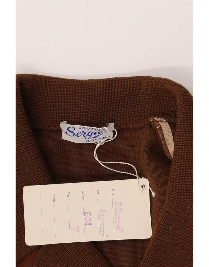 Vintage Herren Cardigan Pullover Klein Braun