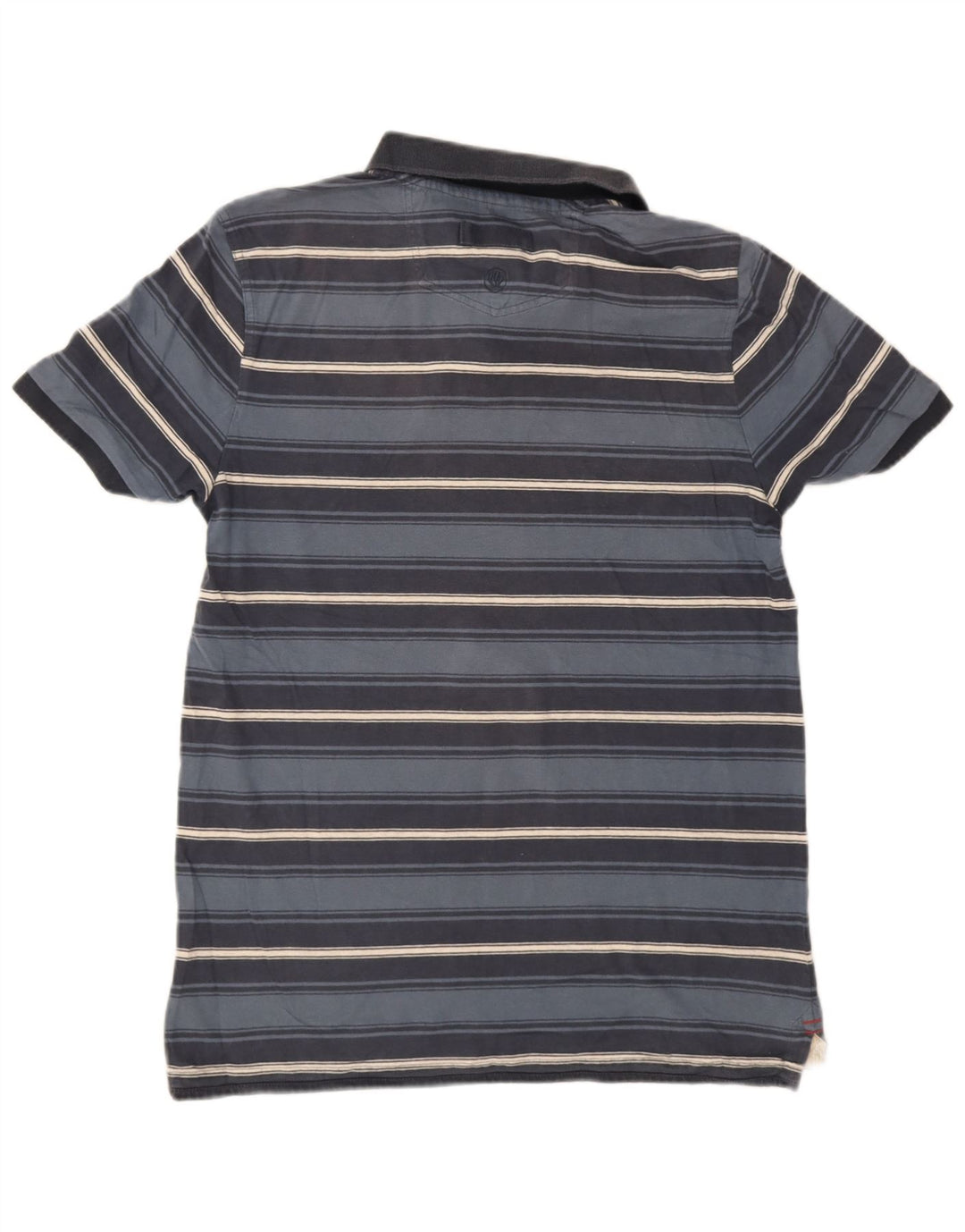 Fat Face Herren-Poloshirt aus mittelblauer, gestreifter Baumwolle