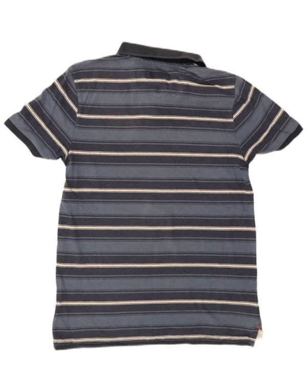 Fat Face Herren-Poloshirt aus mittelblauer, gestreifter Baumwolle