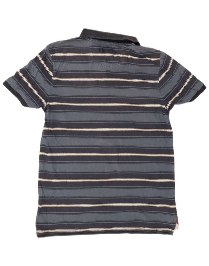 Fat Face Herren-Poloshirt aus mittelblauer, gestreifter Baumwolle