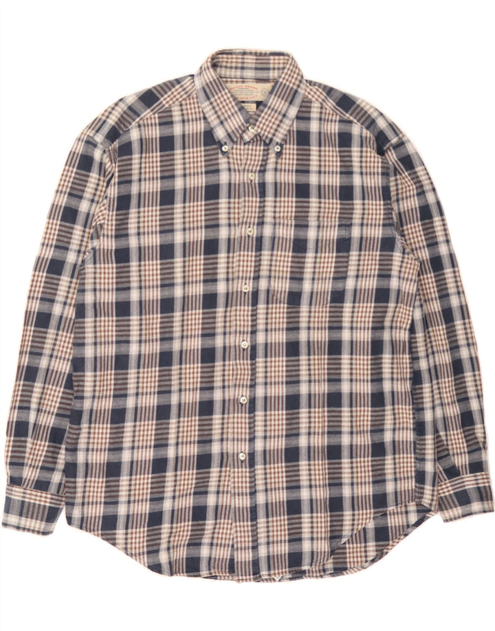 VINTAGE Mens Shirt Size 42 16 1/2 Large Navy Blue Check Cotton Vintage Vintage and Second-Hand Vintage from Messina Hembry 
