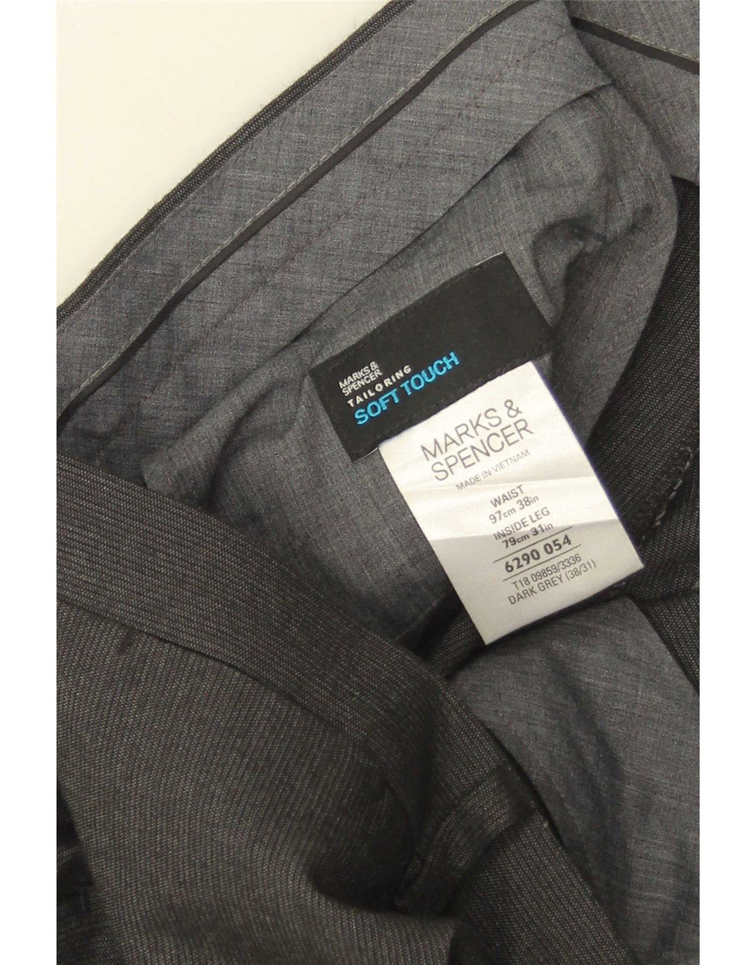Gerade Herren-Anzughose von Marks & Spencer, W38, L31, graue Nadelstreifen