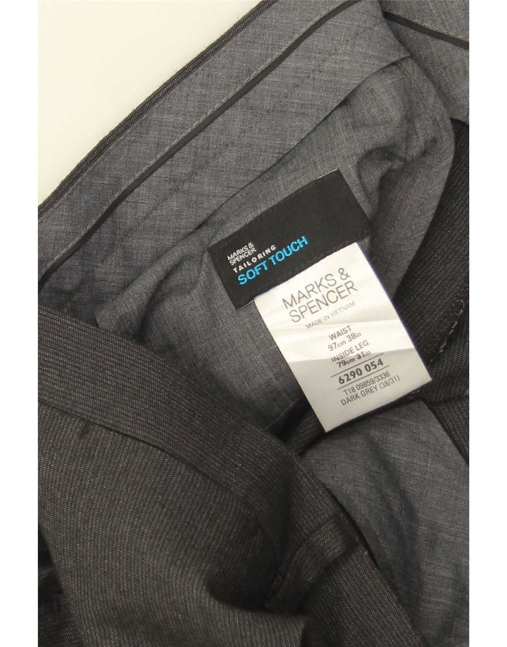Gerade Herren-Anzughose von Marks & Spencer, W38, L31, graue Nadelstreifen