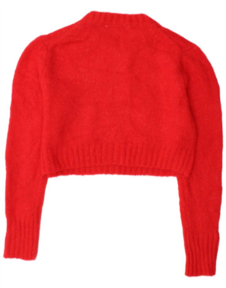 Zara Damen Crop Crew Neck Pullover Pullover UK 10 Small Rot