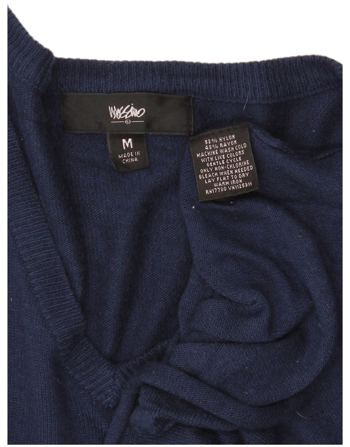MOSSIMO Damen-Pullover mit V-Ausschnitt, UK 12, mittelmarineblaues Nylon