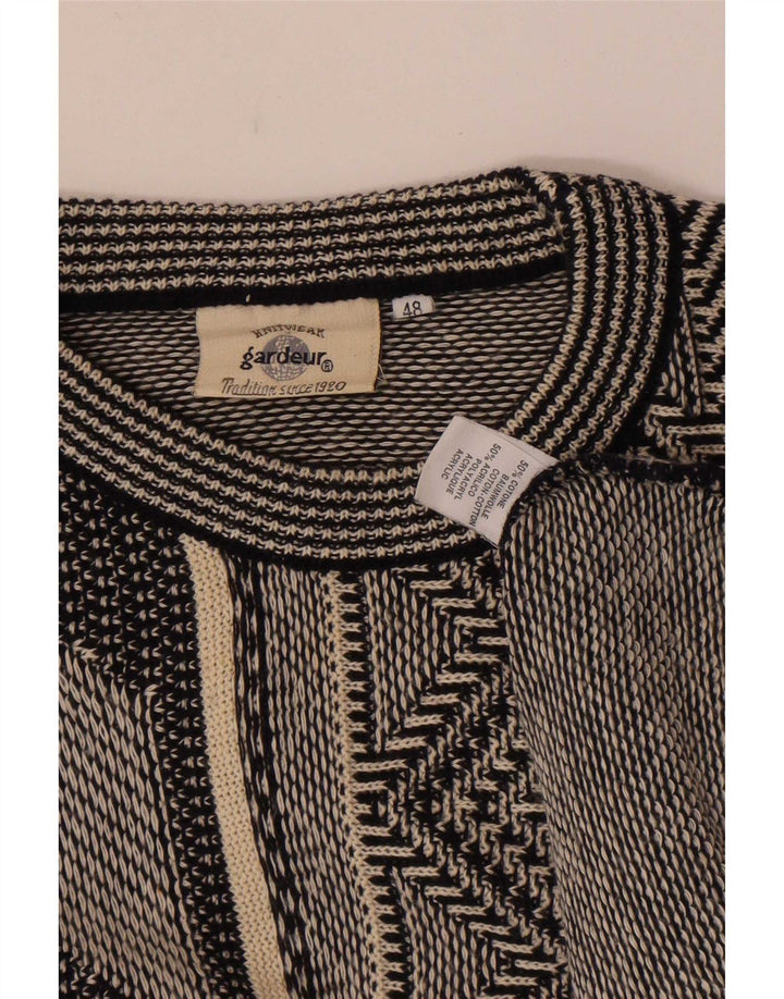 GARDEUR Herren-Pullover mit Rundhalsausschnitt, Größe 48, mittelgraue, geometrische Baumwolle