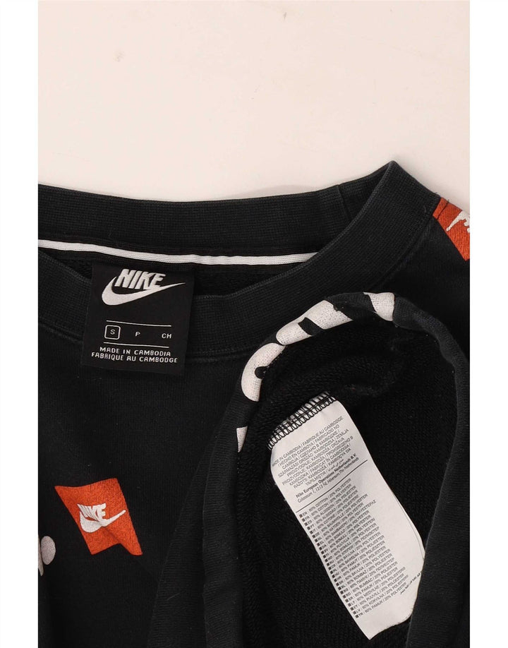 Nike Herren-Sweatshirt mit Kapuze und Grafik, Größe S, schwarze Baumwolle