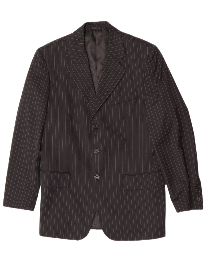 Oviesse Herren-Blazer mit 3 Knöpfen, IT 48, mittelschwarz, Nadelstreifenwolle