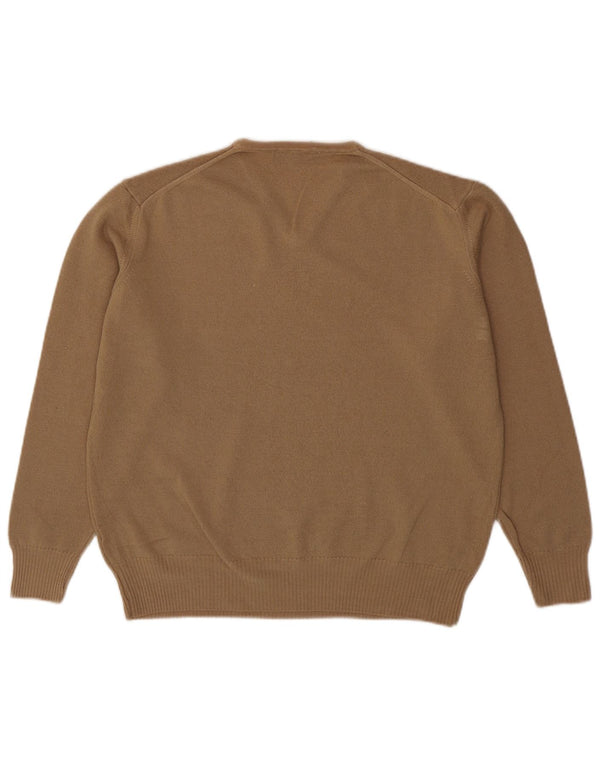 Zara Herren-Pullover mit V-Ausschnitt, XL, braune Wolle