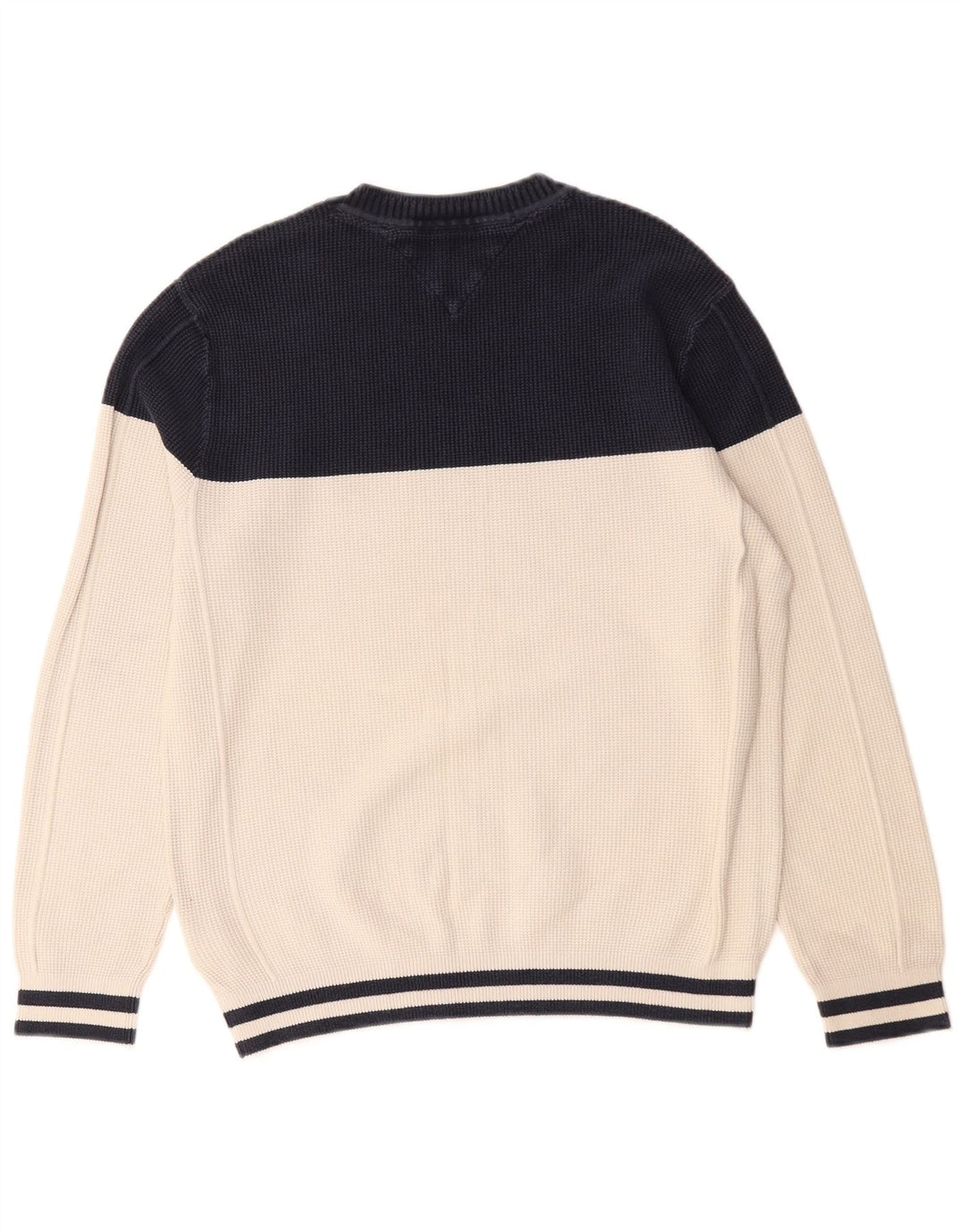 Tommy Hilfiger Herren-Pullover mit Rundhalsausschnitt, mittelgroß, gebrochenes Weiß, Farbblock