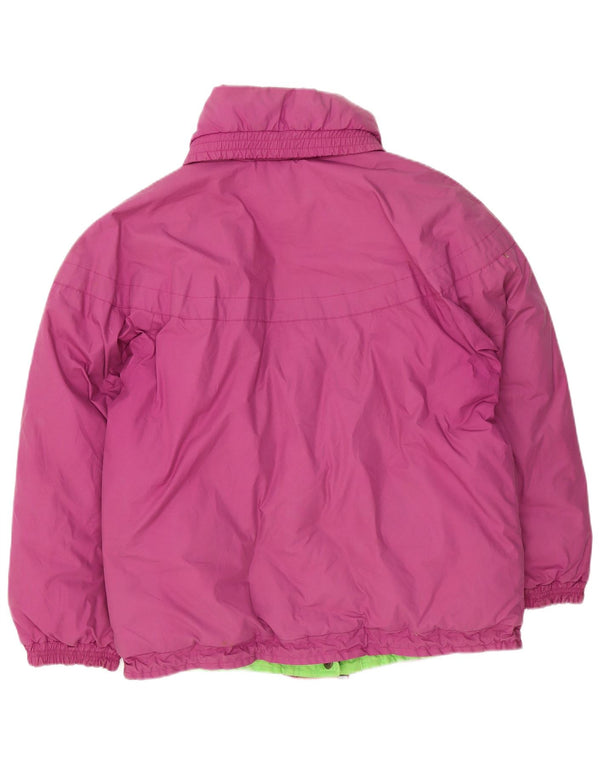 Vintage Damen Reversible gepolsterte Jacke UK 14 große lila Baumwolle