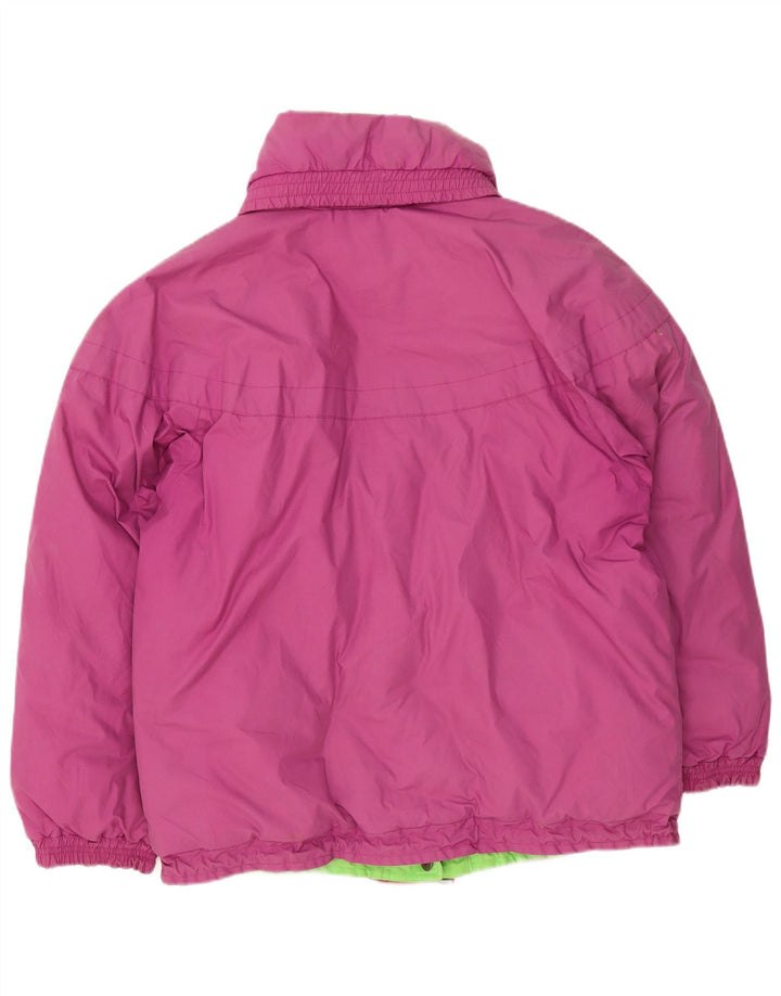 Vintage Damen Reversible gepolsterte Jacke UK 14 große lila Baumwolle