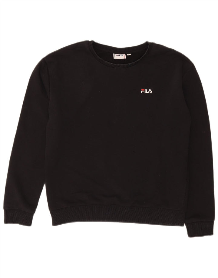 Fila Damen Sweatshirt Pullover UK 10 Small Schwarz Baumwolle