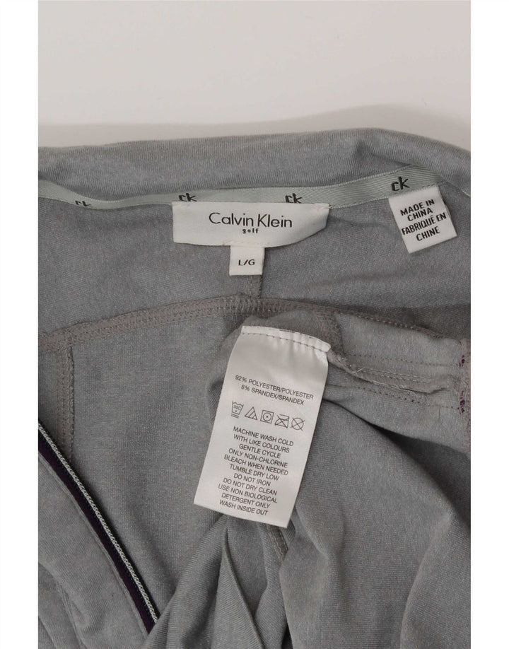 Calvin Klein Herren-Trainingsanzug-Oberteil mit grafischem Reißverschluss und Rundhalsausschnitt, Größe L, Grau