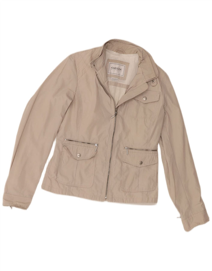 Geox Damen Respira Utility Jacke UK 10 Small Beige Polyester