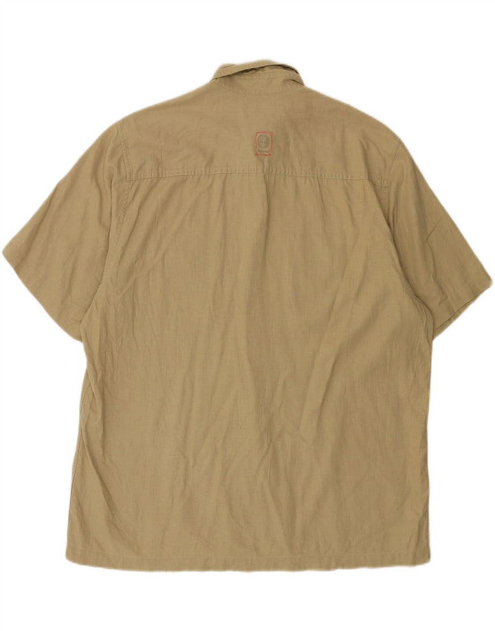 TIMBERLAND Herren Kurzarmhemd Large Beige Leinen