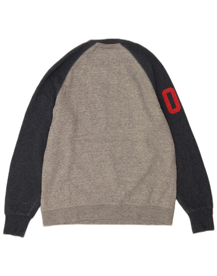 Superdry Herren Grafik-Sweatshirt-Pullover aus mittelgrauer Colourblock-Baumwolle