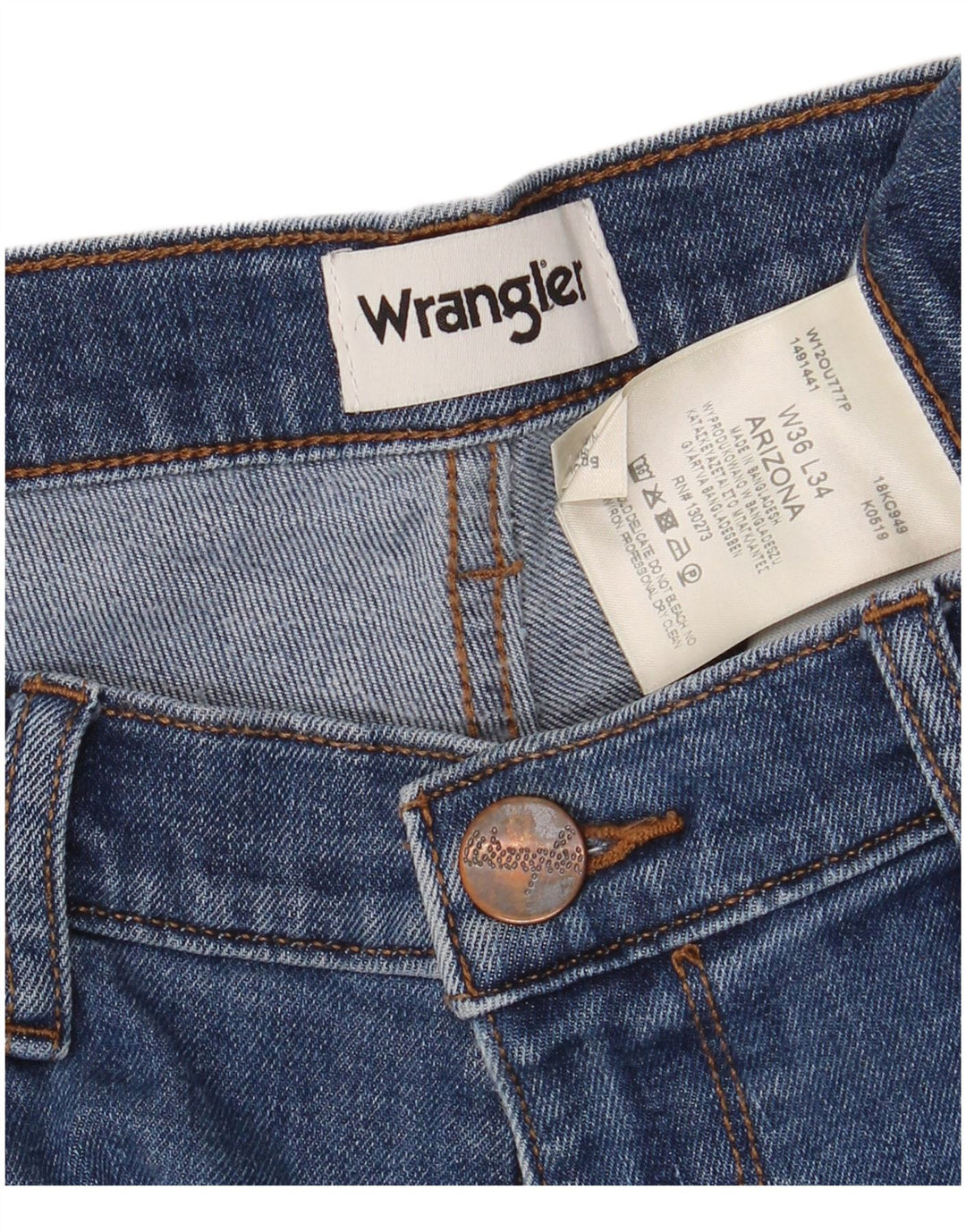 Wrangler Herren Arizona Straight Jeans W36 L30 Blaue Baumwolle