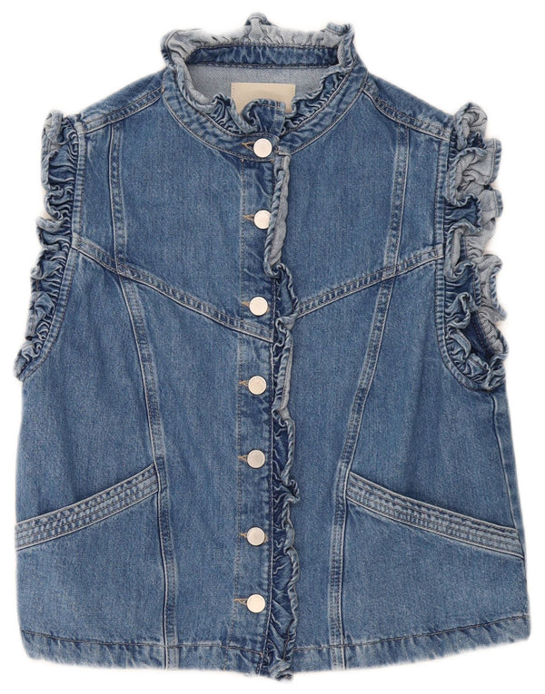 MINT VELVET Damen Jeansweste UK 14 Mittelblaue Baumwolle