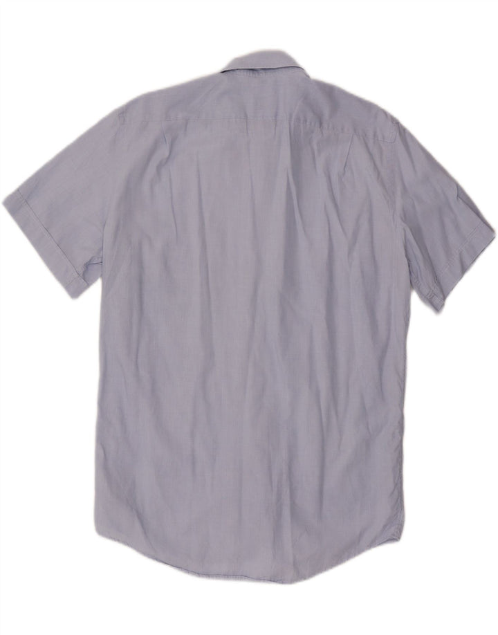LACOSTE Mens Regular Fit Short Sleeve Shirt Size 41 Large Blue Cotton