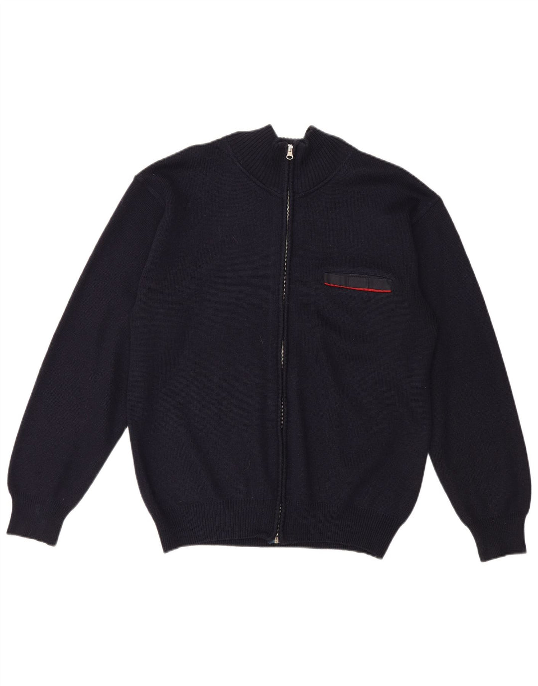Vintage Herren-Cardigan mit durchgehendem Reißverschluss, mittleres Marineblau