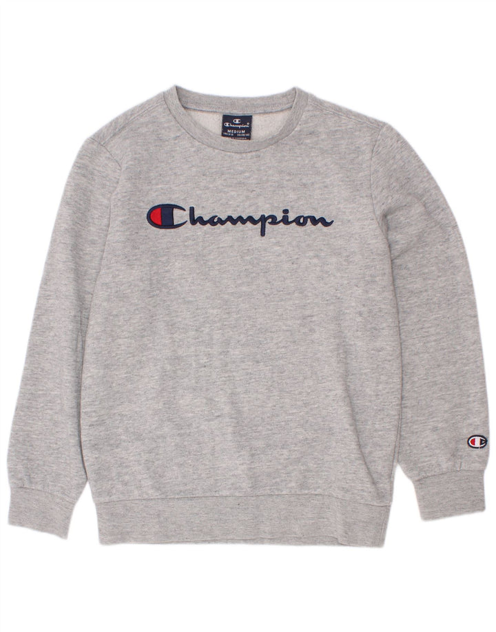 Champion Sweatshirt-Pullover mit Grafik für Jungen, 9–10 Jahre, Mittelgrau meliert
