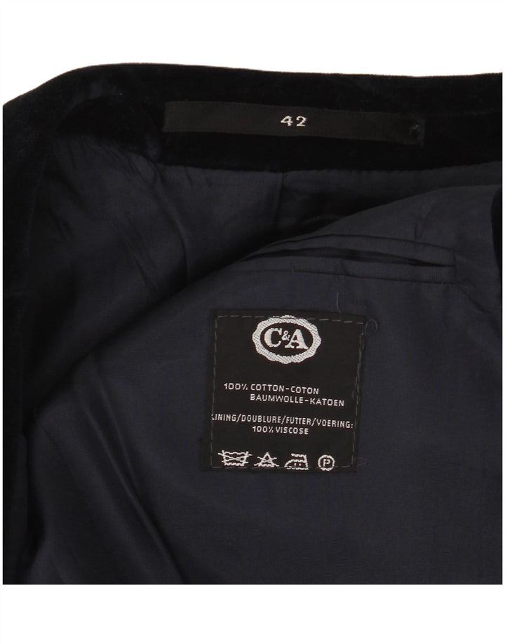 C&A Damen-Blazer mit 2 Knöpfen, Größe IT 42, mittelmarineblaue Baumwolle