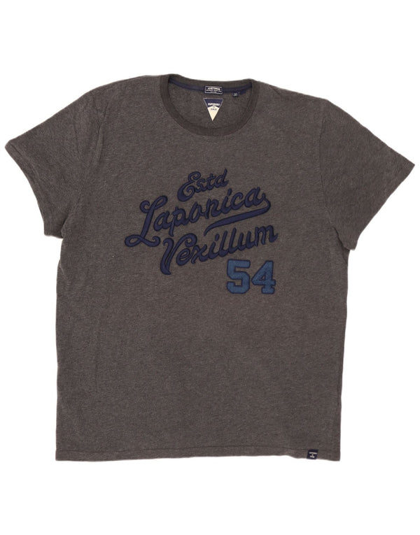 SUPERDRY Herren Grafik-T-Shirt-Oberteil 3XL aus grauer Baumwolle