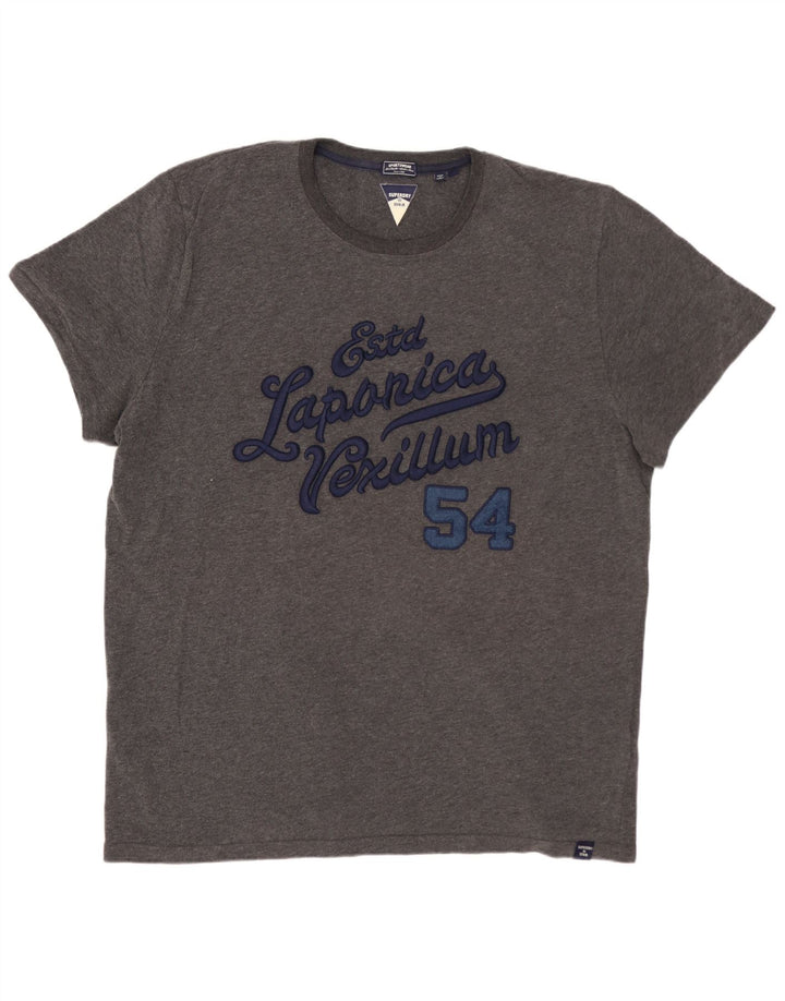 SUPERDRY Herren Grafik-T-Shirt-Oberteil 3XL aus grauer Baumwolle