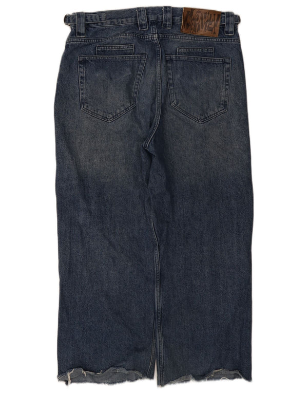 Vintage Damen-Jeans mit Grafik, locker, groß, W34, L26, blaue Baumwolle