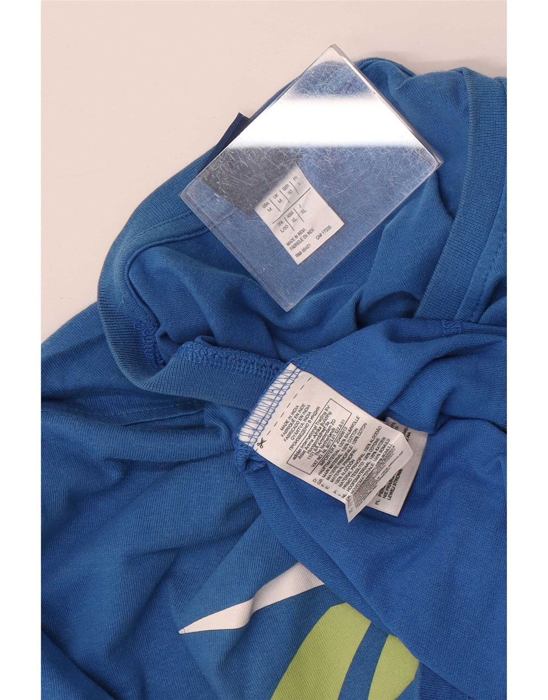 Reebok Herren Grafik-T-Shirt-Oberteil aus mittelblauer Baumwolle
