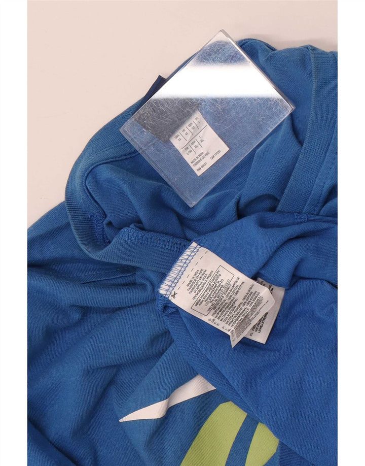 Reebok Herren Grafik-T-Shirt-Oberteil aus mittelblauer Baumwolle
