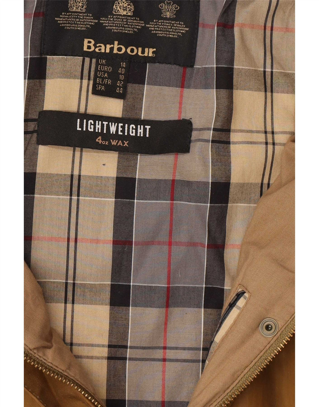 Barbour Damen-Jacke aus gewachster Baumwolle mit Kapuze, UK 14, Größe L, Braun