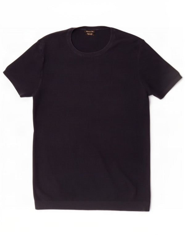 Massimo Dutti Herren T-Shirt Top XL Marineblaue Baumwolle