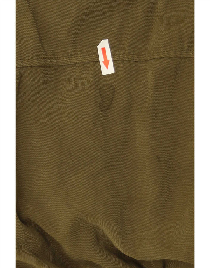 Zara Damen Hemdkleid UK 12 Mittel Khaki Viskose