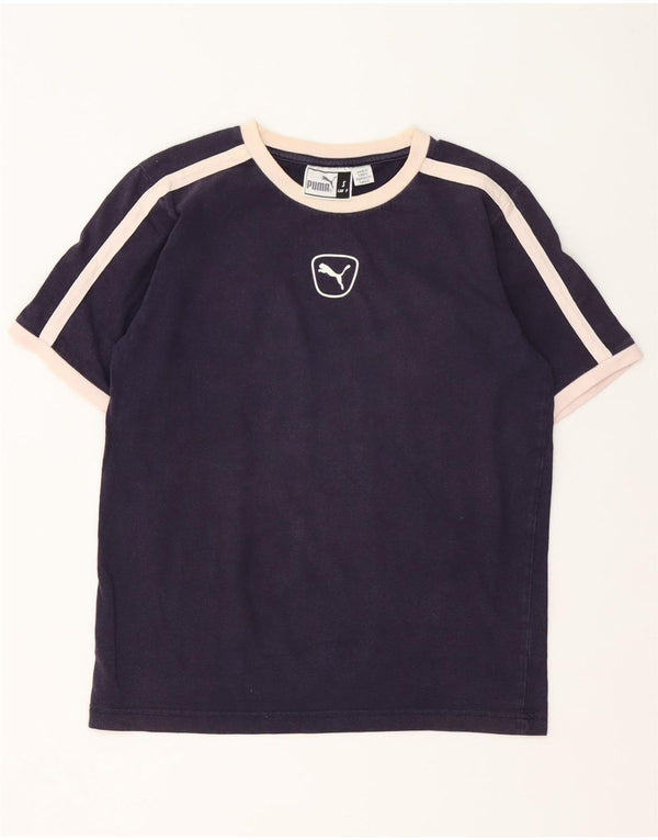 Puma Damen T-Shirt Top UK 10 Small Marineblau Colourblock Baumwolle