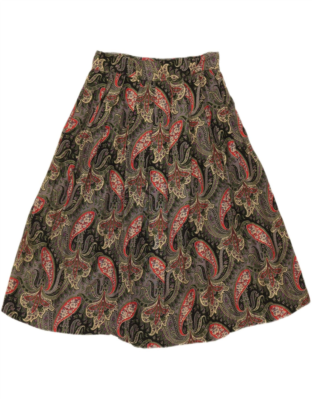 VINTAGE Womens A-Line Skirt W27 Small  Multicoloured Paisley Wool Vintage Vintage and Second-Hand Vintage from Messina Hembry 