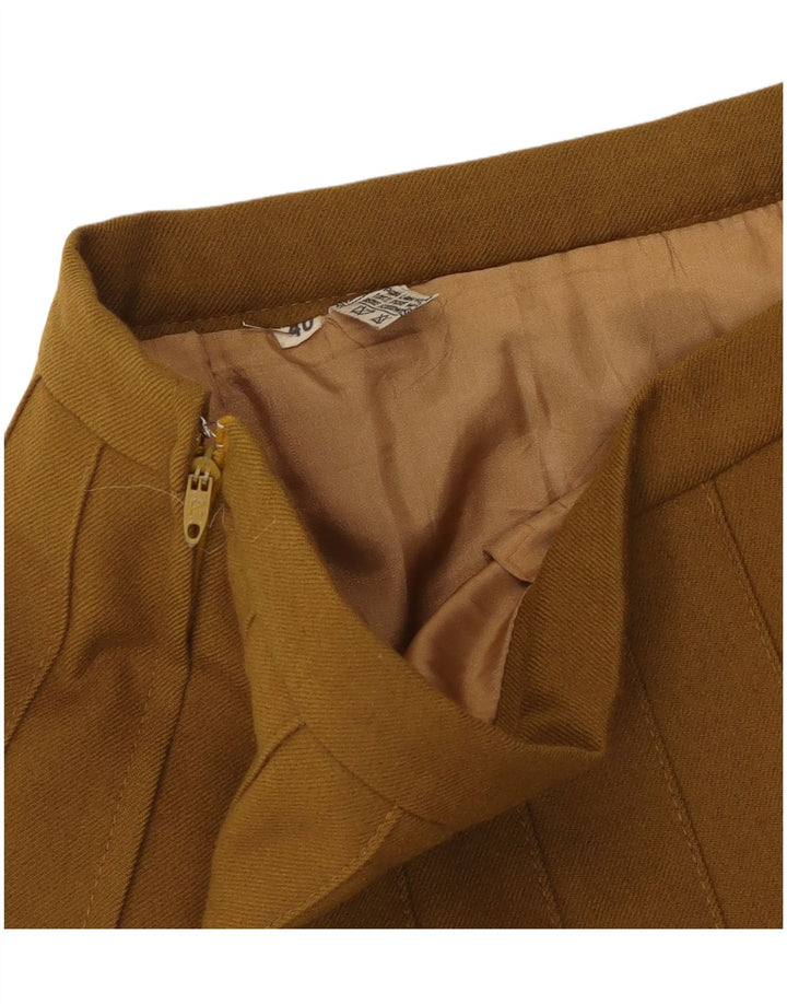 Vintage Damen Messerfaltenrock EU 40 Medium W30 Khaki Wolle