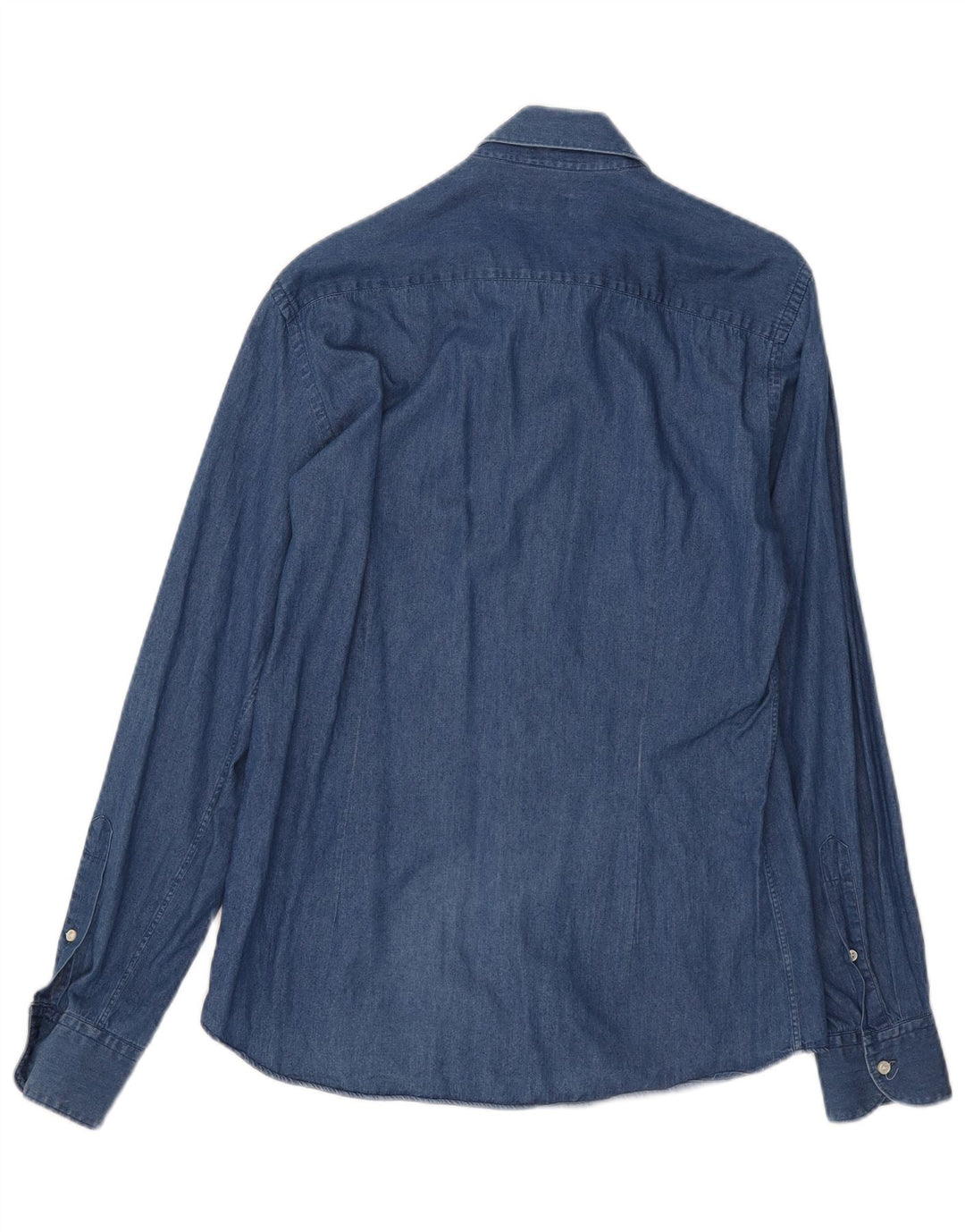 Fay Herren-Jeanshemd, Größe 40, 15 3/4, mittelblaue Baumwolle