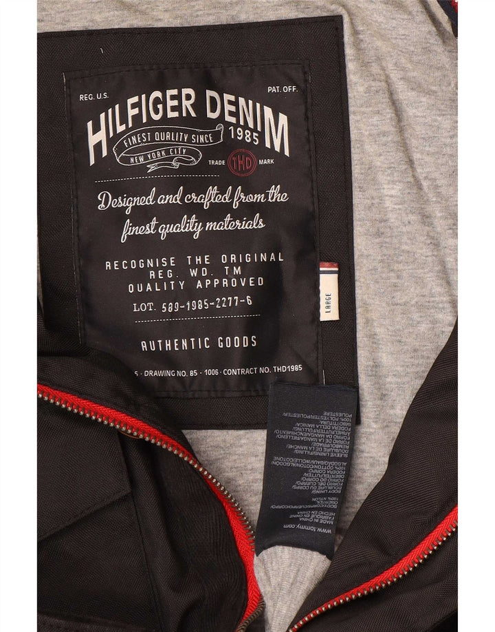 Tommy Hilfiger Herren Militärjacke UK 40 Large Schwarz Nylon