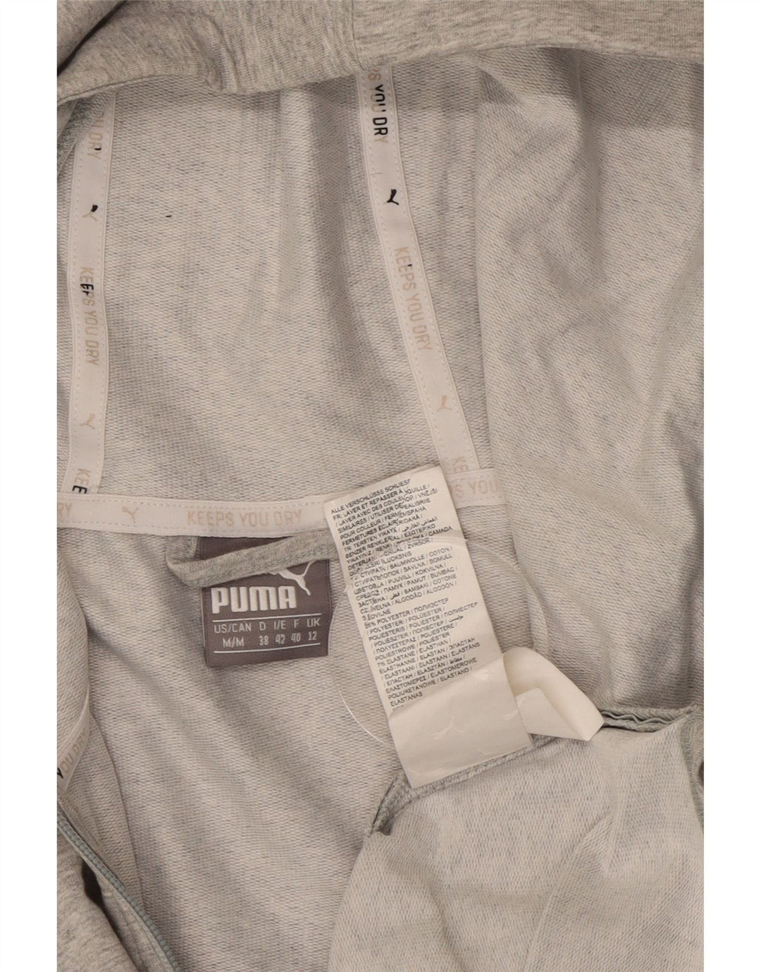 PUMA Damen Graphic Zip Hoodie Pullover UK 12 Mittelgraue Baumwolle