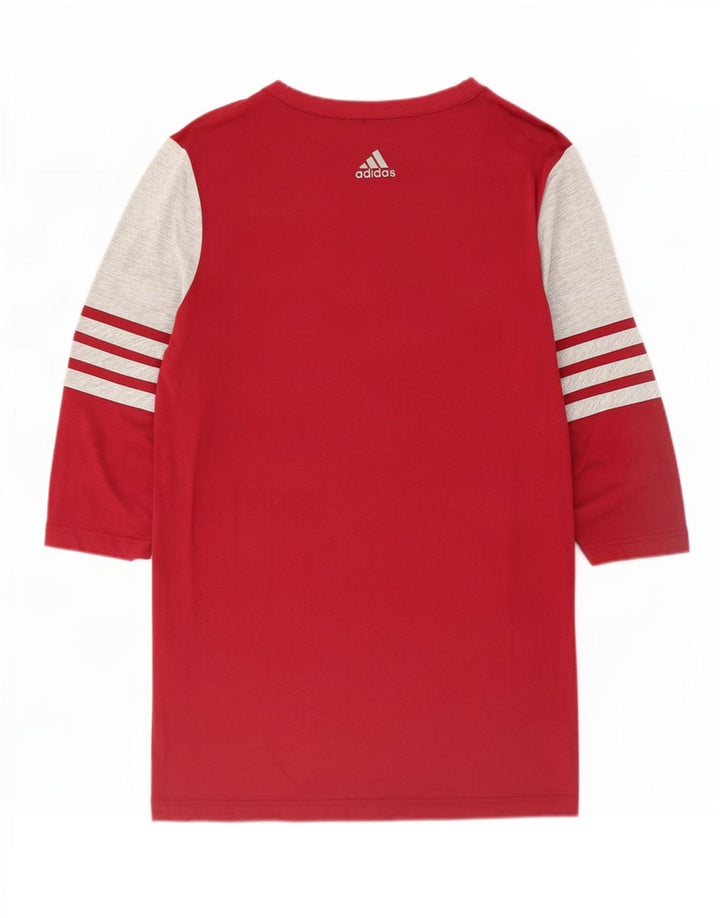 Adidas Damen-Top mit 3/4-Ärmeln, UK 14, Mittelrot, Farbblock