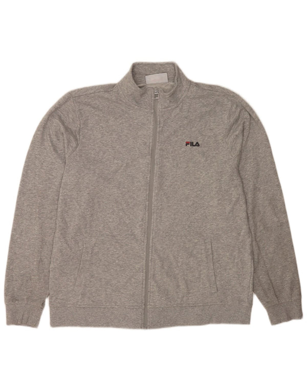 Fila Herren-Trainingsanzugoberteil, Jacke, 2XL, grau gefleckte Baumwolle